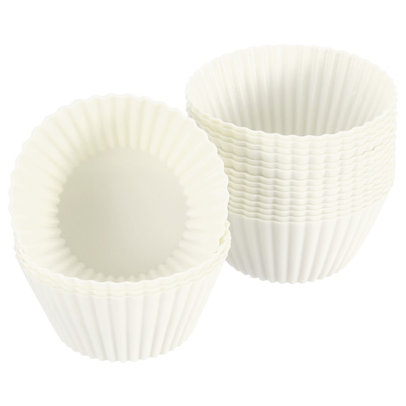 18Pcs Silicone Cupcake Baking Cups, 2.8″ Non-Stick Muffins Liners White