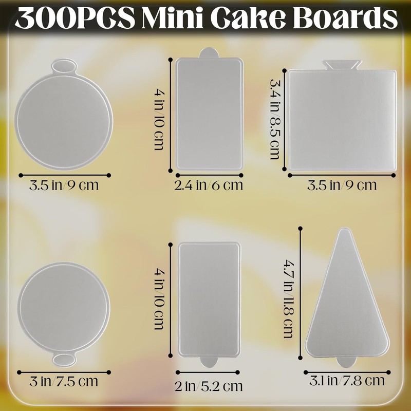 600 Pack Mini Cake Boards 3 Inch Gold Display Trays Mousse Cupcake Plate gallery