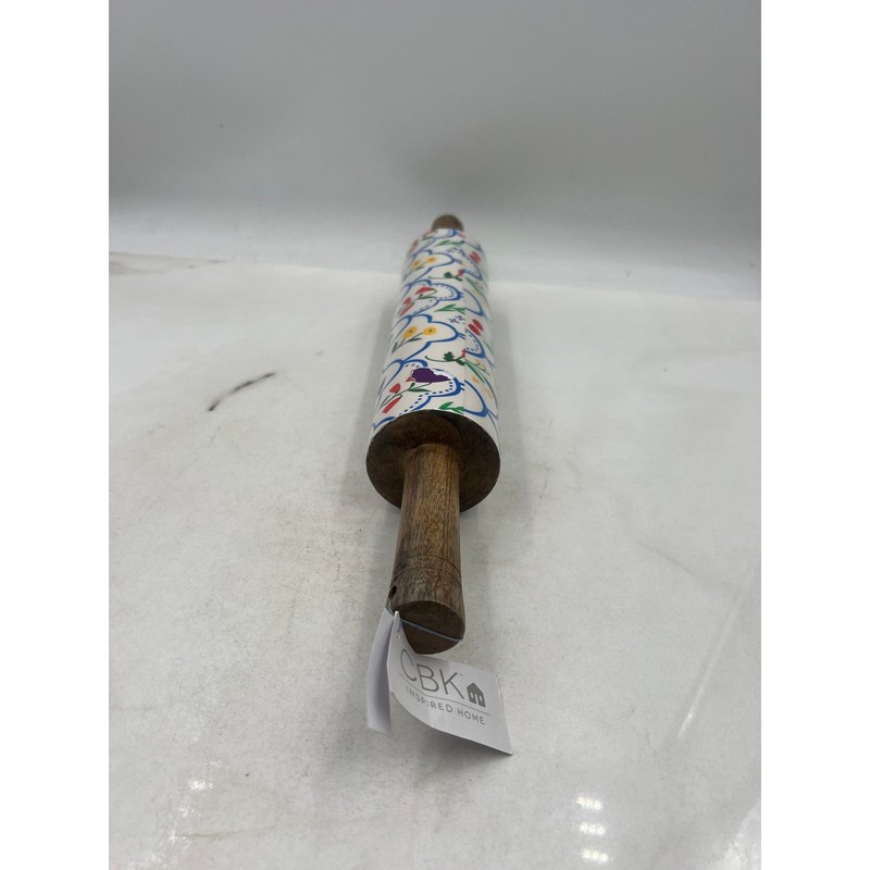CBK Inspired Home Rolling Pin Blue White Cherry Wood Handles Baking Kitchen gallery