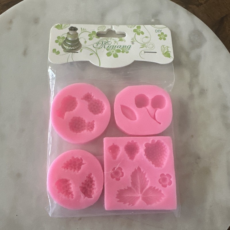 Fruit Shaped Silicone Molds Strawberry Pineapple Cherry Grape Fondant NEW gallery