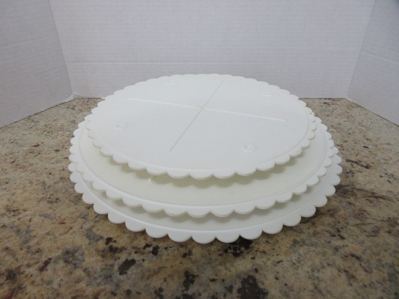 WILTON White 3 Round Cake Tier Plates- 13 in, 12 in, & 10 in