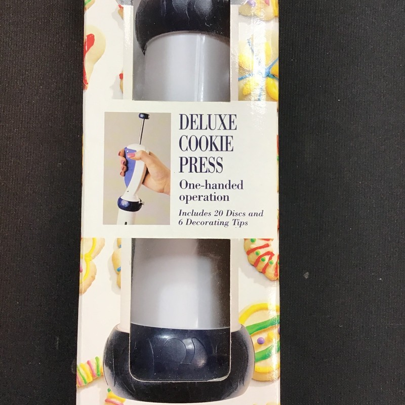 Roshco Bakers Advantage Deluxe Christmas Cookie Press 20 Discs 6 Tips Open Box gallery