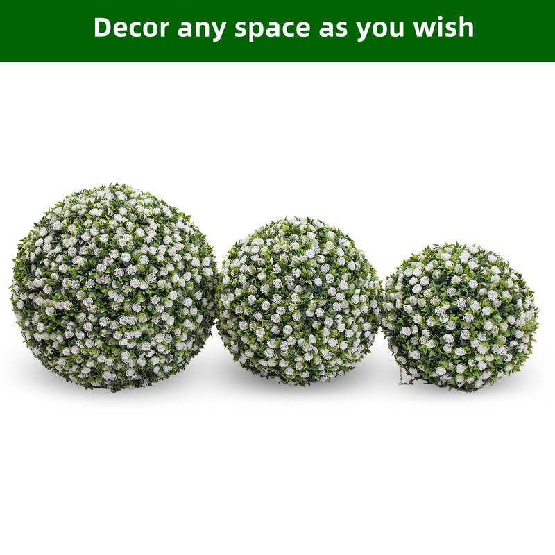 Garveehome 17 In Artificial Topiary Balls 2Pcs Flower Topiary Ball Decorative gallery