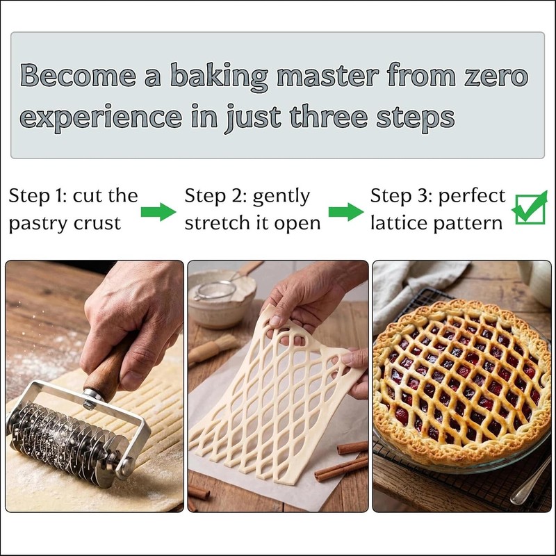 Dough lattice cutter pastry Tool - Stainless Steel Pastry Lattice Roller Cutter gallery
