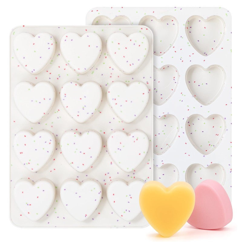 2 Inch Small Heart Shaped Silicone Molds for Chocolate, Candy, Cake, Soap (Se…