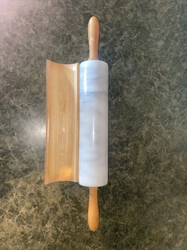 Vintage Gourmet Kitchen Marble Rolling Pin With Stand gallery