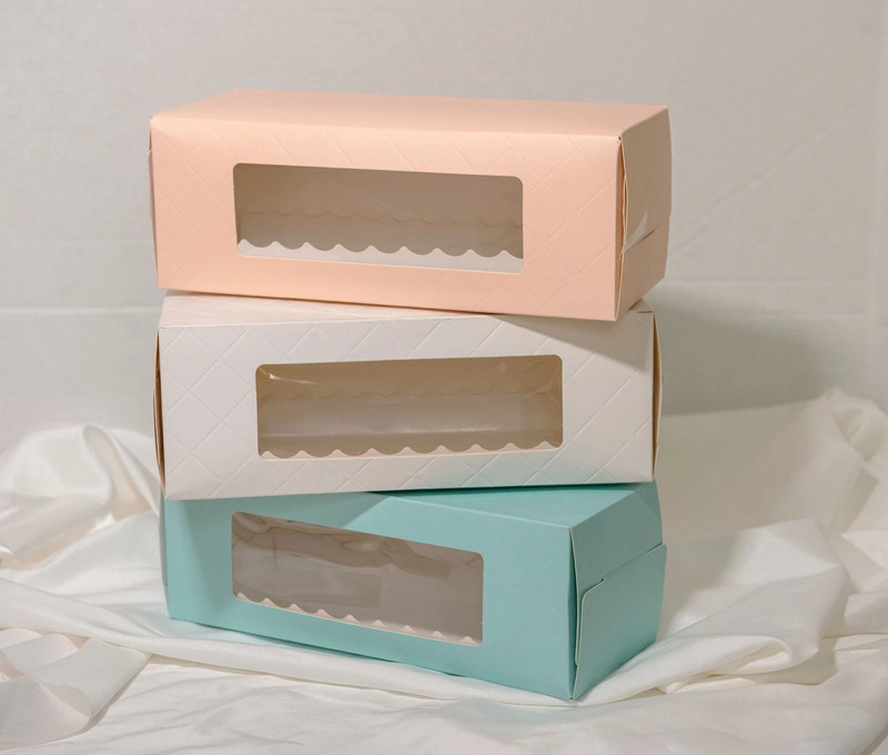 Long cake box for Swiss roll Cupcake Muffin with window insert pack of 30/ 10" gallery