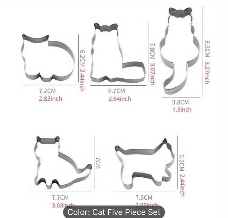 Cat Cookie Cutter Set 5 Pc Metal Baking Kittens Kitchen Fun Cutters gallery