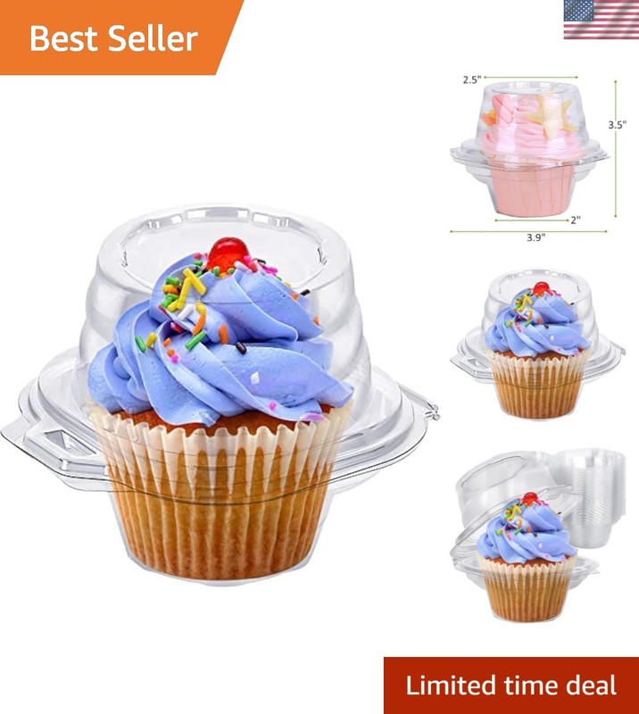 Thick Plastic Cupcake Carriers - 50 Disposable Containers for Perfect Cupcakes