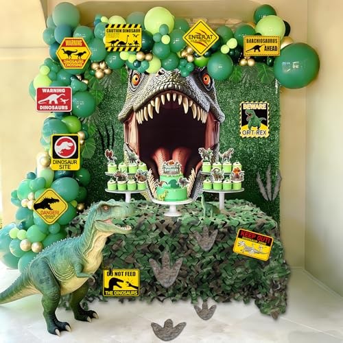 75Pcs Dinosaur Birthday Party Decoration Set Include Dino Backdrop Camo gallery