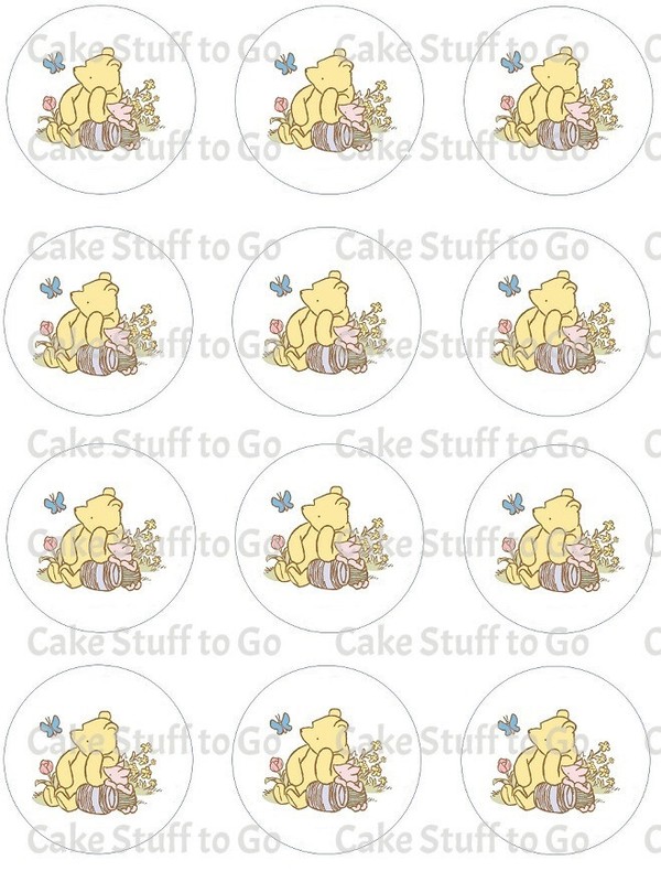Classic Winnie the Pooh Baby Shower Edible Cupcake Topper Decoration