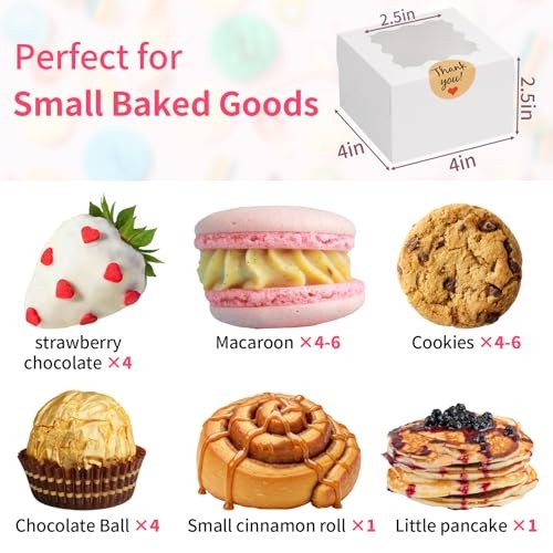 WINKIOpcs White Cookie Boxes, 4x4x2.5 Inches Bakery 4x4x2.5 inches 24 white gallery