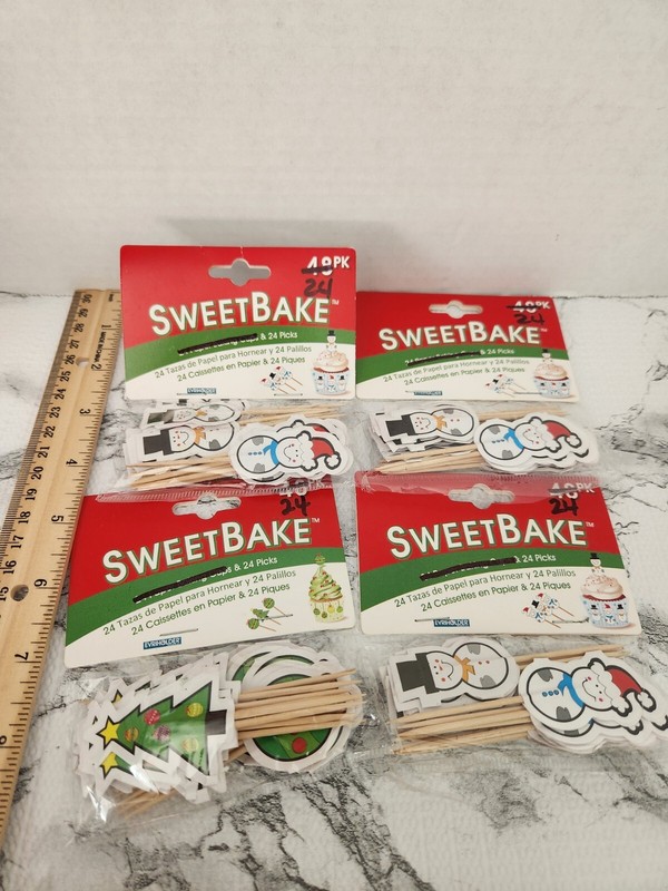 Sweet Bake Picks Lot Of 28 Packs With 24 Picks Each Snowman Christmas Trees