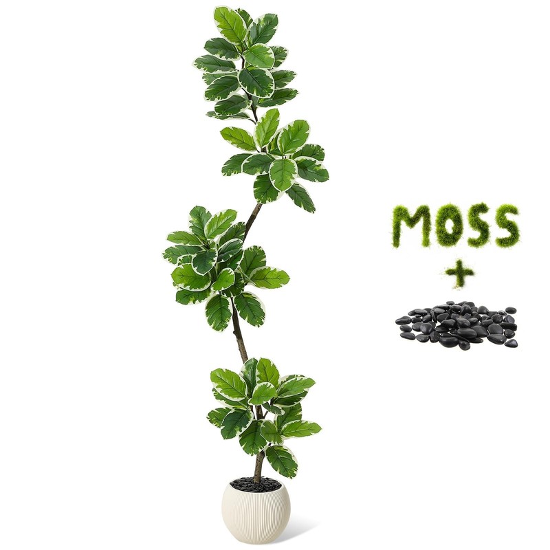 Garveehome Fiddle Leaf Fig Tree Artificial Indoor 6 Ft Tall Faux Rubber Tree gallery