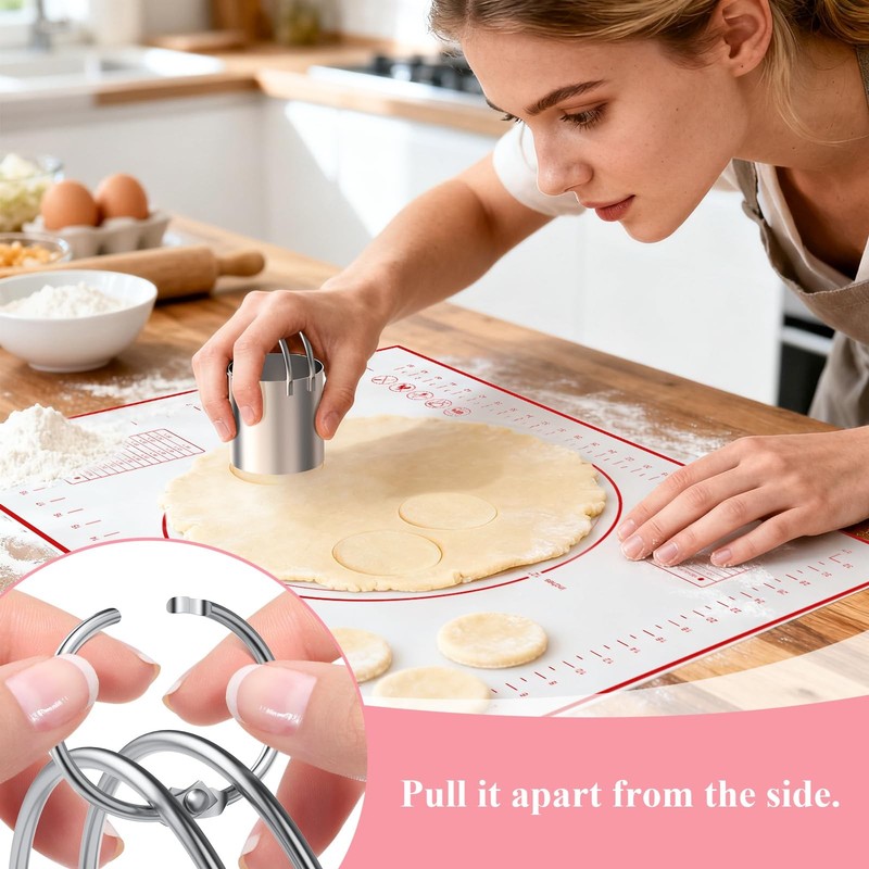 Biscuit Cutter, Silicone Pastry Dough Baking Mat Set, Baking Tools and Kit (4... gallery