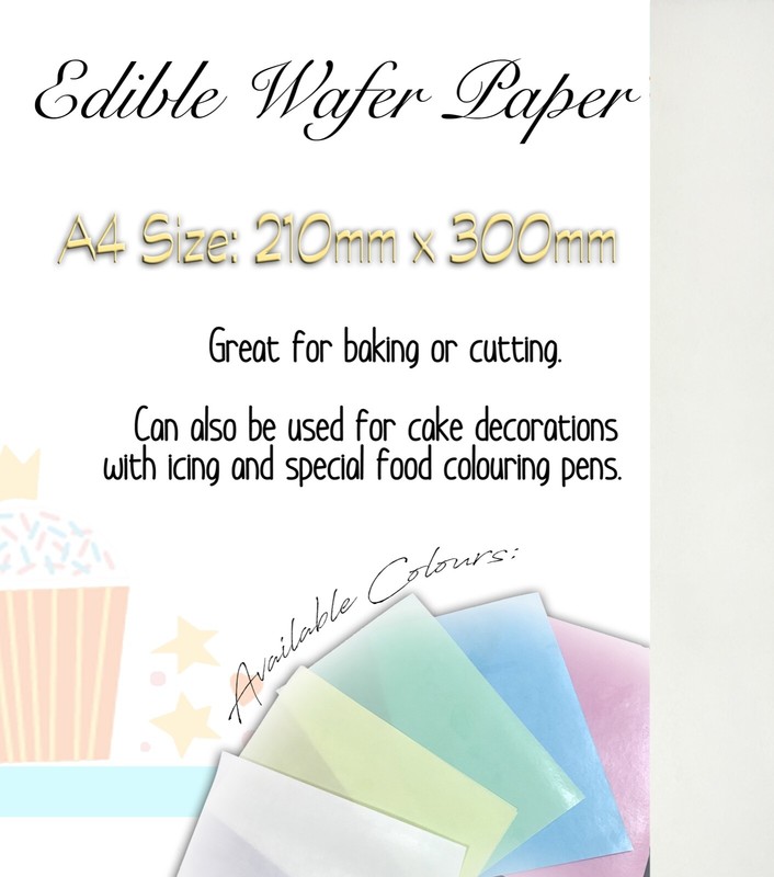 25 Sheets of A4 Size Quality Top That White Edible Wafer Paper- Cutting Printing