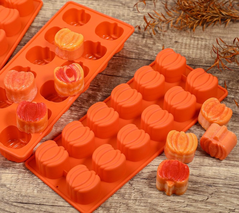 Pumpkin Chocolate Mold 3 Pack Silicone Autumn Candy Baking Cake Soap Candle Mold gallery