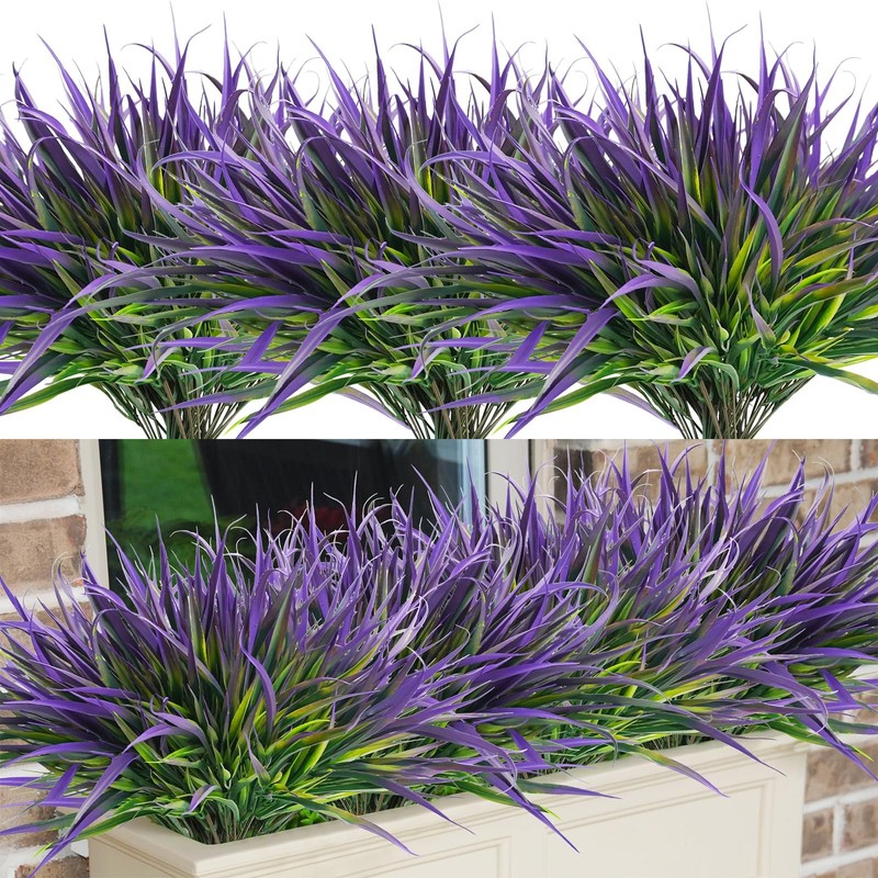 Uieke 28 Bundles Artificial Outdoor Plants Uv Resistant Fake Grass Plants Faux gallery