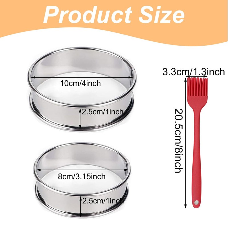 12 Pieces Cooking Rings 4 Inch English Muffin Rings Stainless Steel Double Ro... gallery