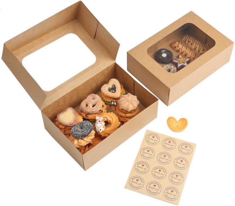 24 Pcs Cookie Boxes with Window for Paper Gift Giving Brown Bakery Gift Boxes... gallery