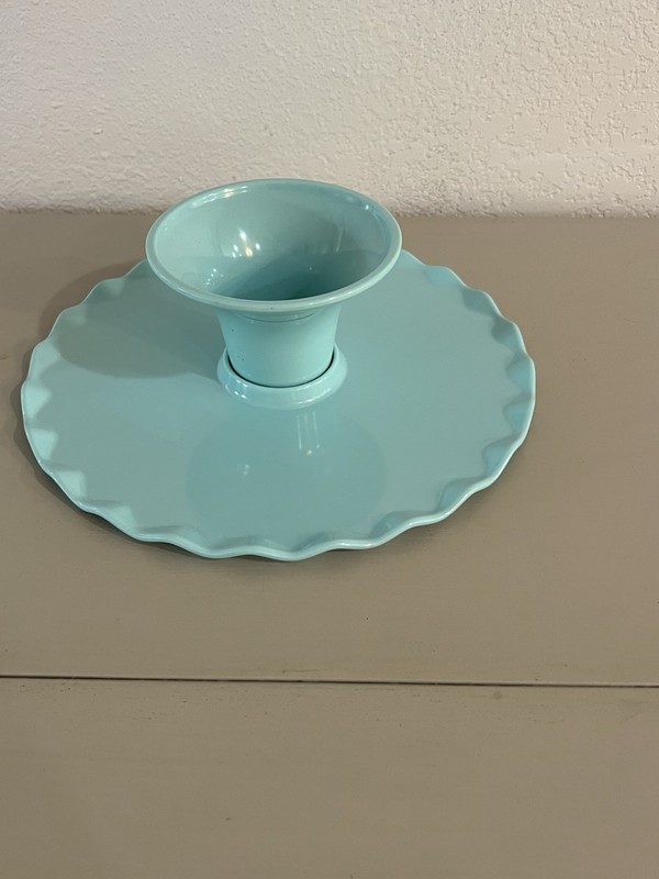 Susie Cakes Stand 10" Light Aqua Blue Plastic 2 Piece Set NEW Pedestal Riser gallery