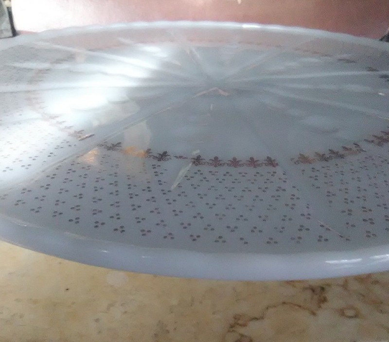 Vintage Anchorglass Cake Plate in Original Box White Porcelain w/22K gold trim gallery