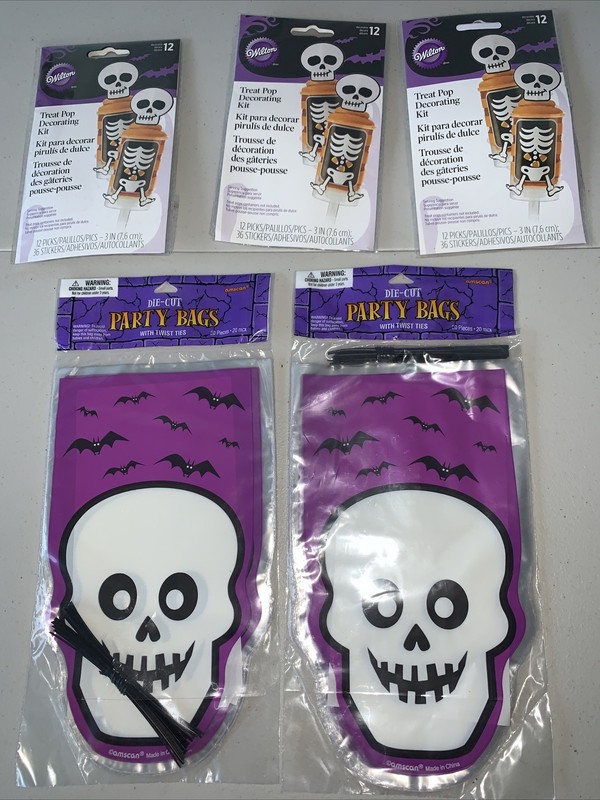 3 Halloween Skeleton Treat Pop Decorating Kit -12 ct (36) from Wilton #7098 NEW+