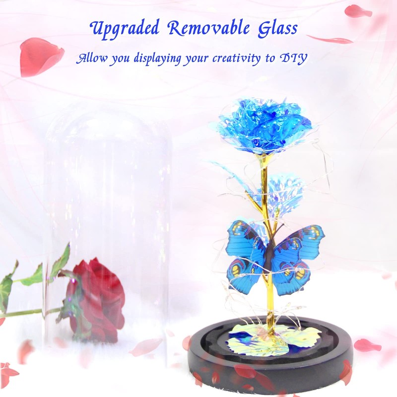 Greenke Beauty And The Beast Rose Gifts For Women Forever Light Rose In Glass gallery