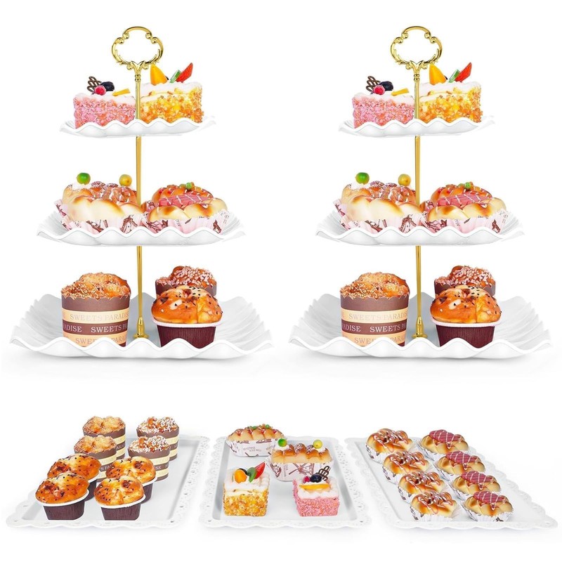 5 Pcs Dessert Table Display Set – 2 Pcs 3-Tier Dessert Display Stands & 3 Pcs…