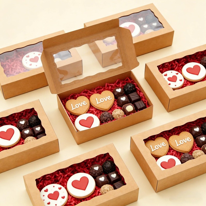50pcs Cookie Boxes with Window 8x5x2 Inches Bakery Boxes Treat Box Dessert Bo... gallery