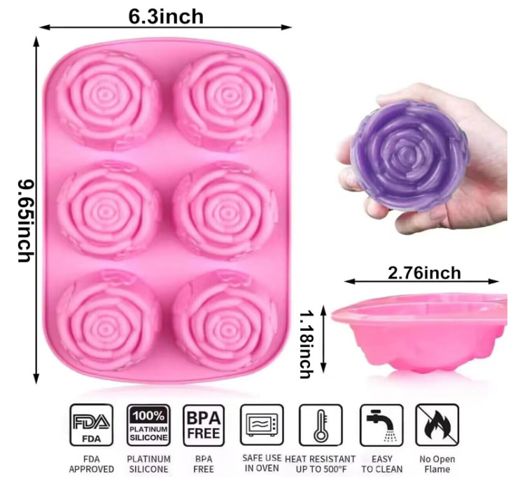 Silicone Rose Mold 2 PCS 6 Cavity Silicone Flowers Shaped Ice Cube etc. Mold New gallery
