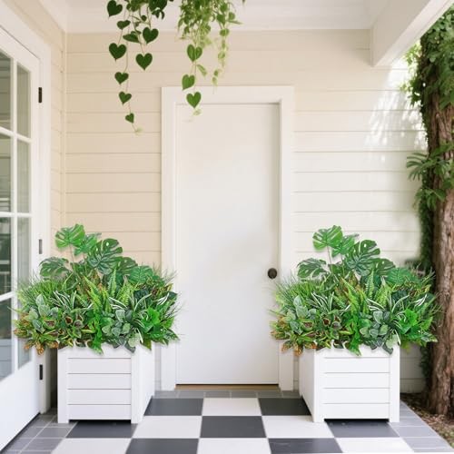 18 Bundles Artificial Greenery Plants Outdoor Fake Plastic Leaves with Stems gallery
