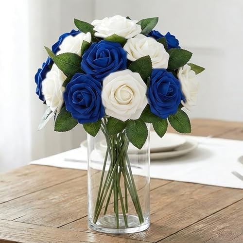 Real Looking Blue and White Blend Artificial 100Pcs 100pcs Blue and White Ombre gallery