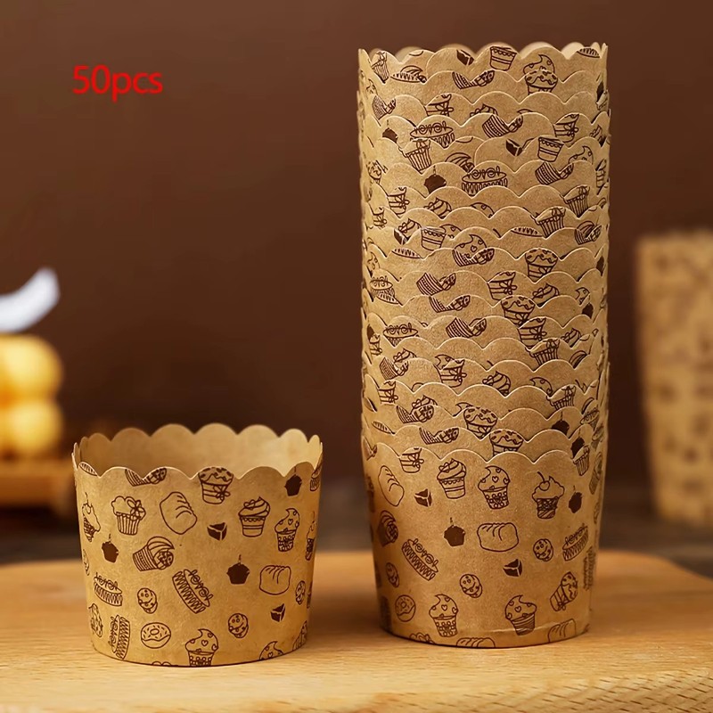 50pcs, Cake Baking Cup, Cupcake Moulds Paper, Mousse Cupwith Cover Baking gallery