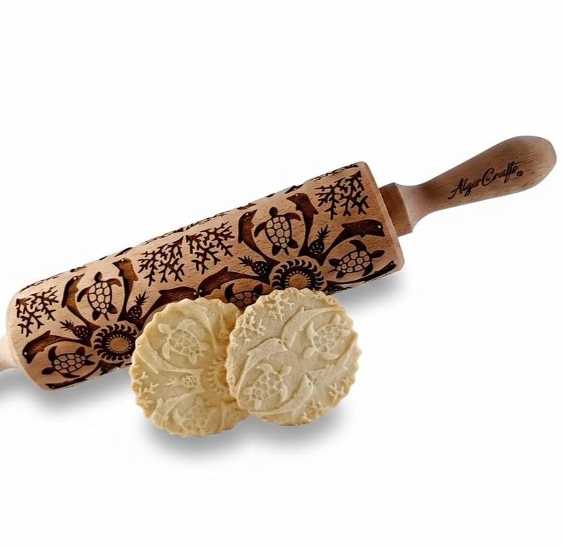 Algis Crafts Hawaii Rolling Pin Pineapple Dolphin Turtle Seaside Beach Sun