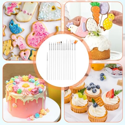 JJUNW 15 PCS Cake Decorating Brushes, Sugar Cookie Decorating Brushes Kit White gallery