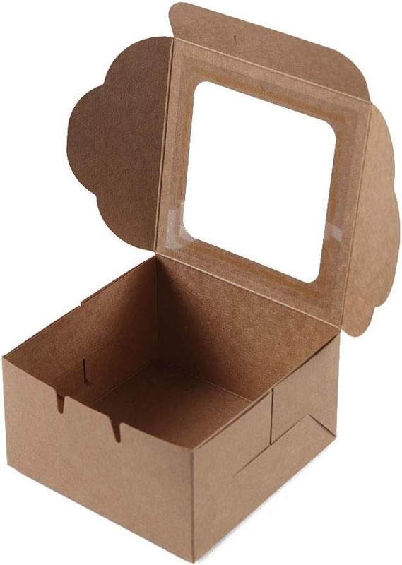 Bubbley Kraft Paper Bakery Boxes - 25-Pack Single Pastry Box 4-Inch, Packaging gallery
