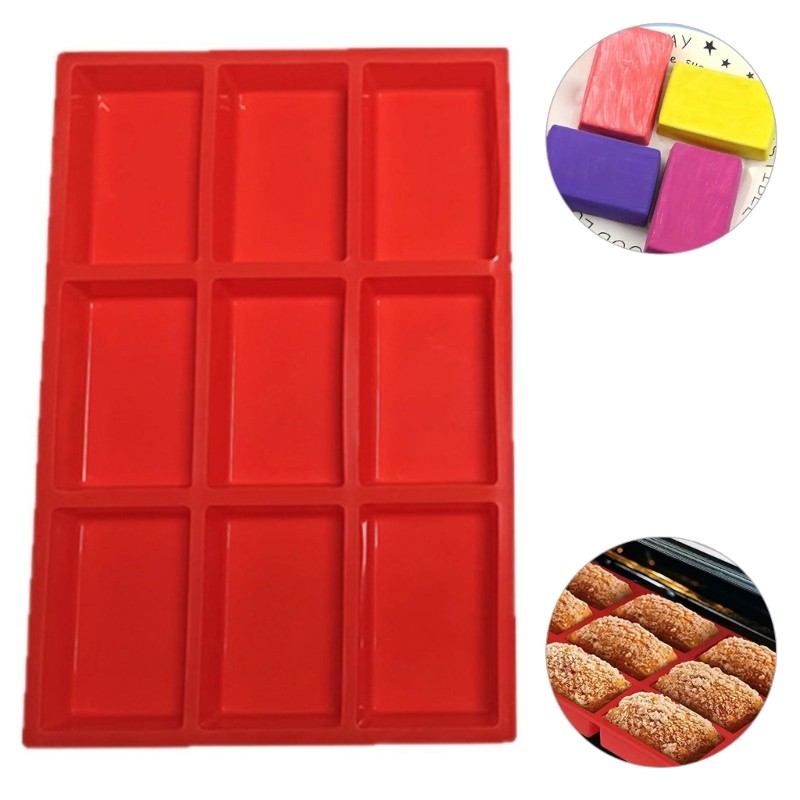 9 Piece Rectangular Silicone Baking Molds Set for Various Cake Chocolate Recipes gallery