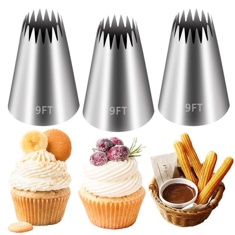 3 PCS 9FT Large Piping Tips For Cake Decorating Frosting Churro Kit Supplies
