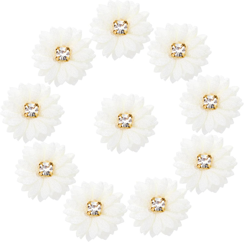 10pcs Mini Fabric Flower for Crafts, Small Rhinestone Flower Appliques, Decorati gallery