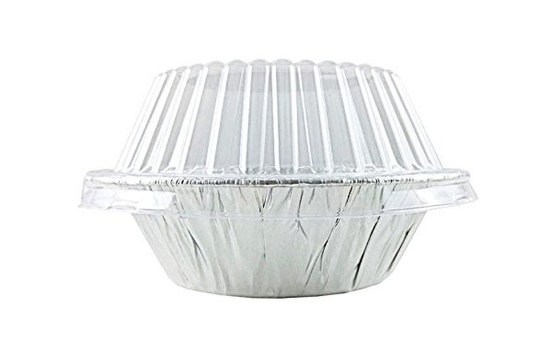 Pactogo 5 3/4" Aluminum Foil Meat Pot Pie Pan w/Clear Dome Lid Disposable 12 ... gallery