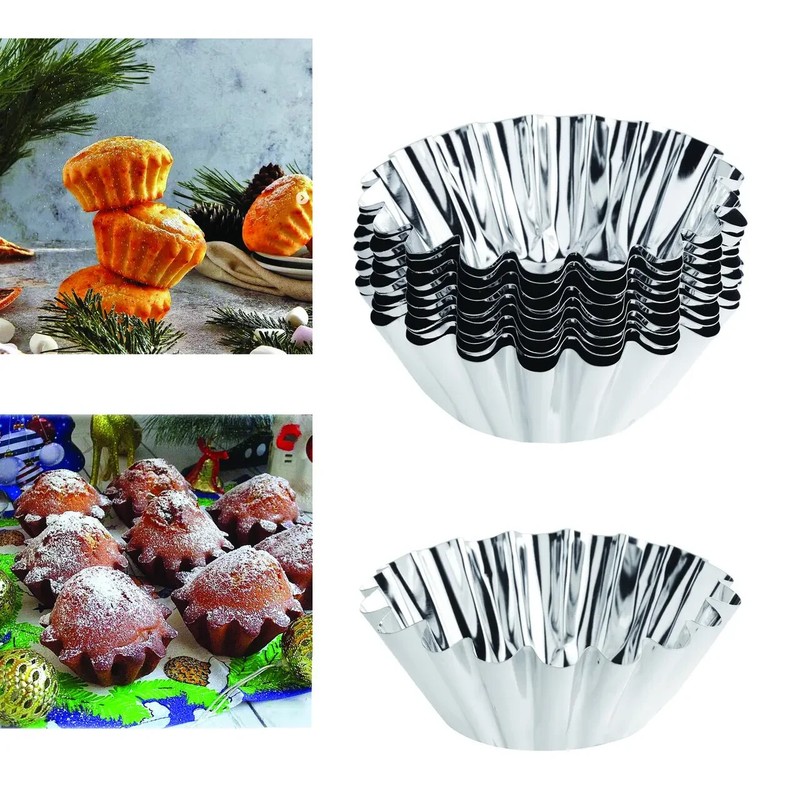 CUPCAKE AND TARTLET BAKING MOLDS, HEIGHT 3.5 CM 1.4 IN, SET OF 10