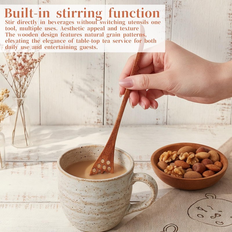 6 PCS Wood Honey Spoon Dipper, 7 Inch Honey Comb Sticks with Long Handle, Reu... gallery