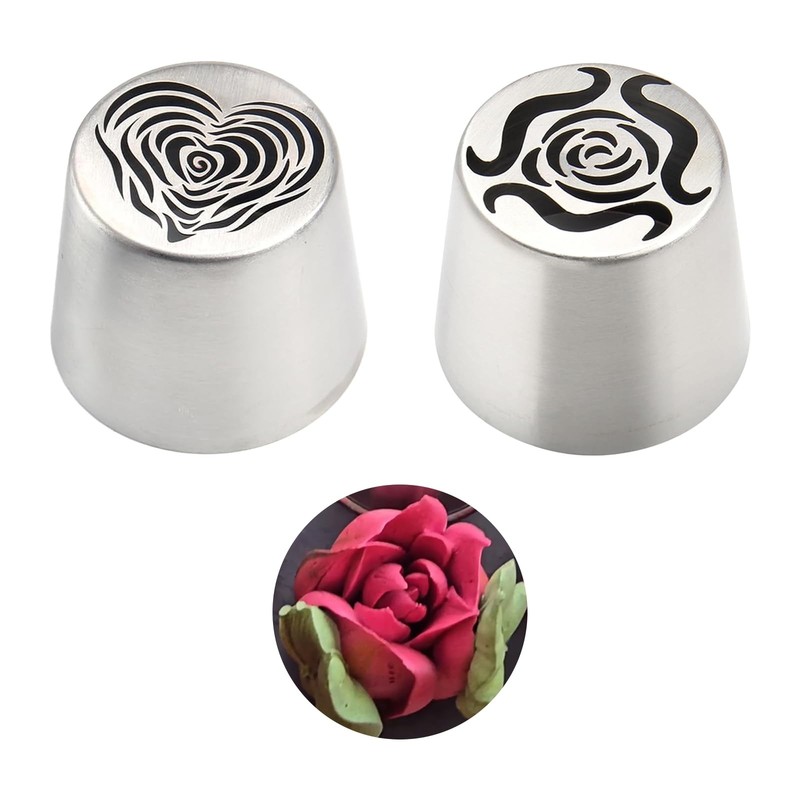 2 Extra Large Russian Piping Tip, 44mm Stainless Steel Rose Flower Nozzle for…