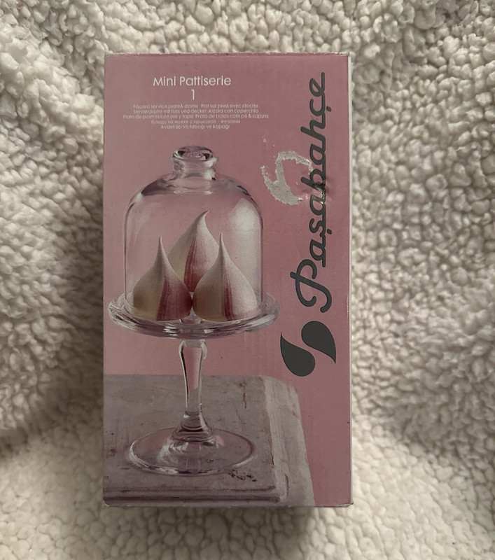 Pasabahce Mini Patisserie Glass Cake Stand w/ Dome Cloche Clear Round 3.5″