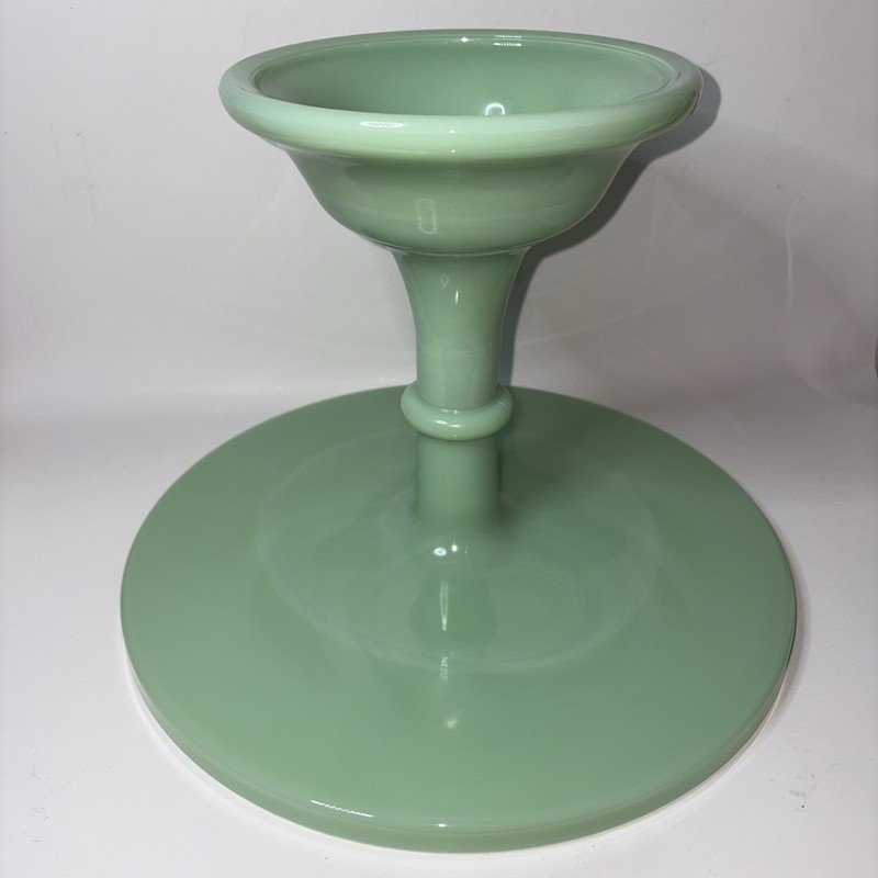 Vintage Mosser Glass Jadeite Cake Stand 12” X 9” Tall Plain Simple Design w/Box gallery