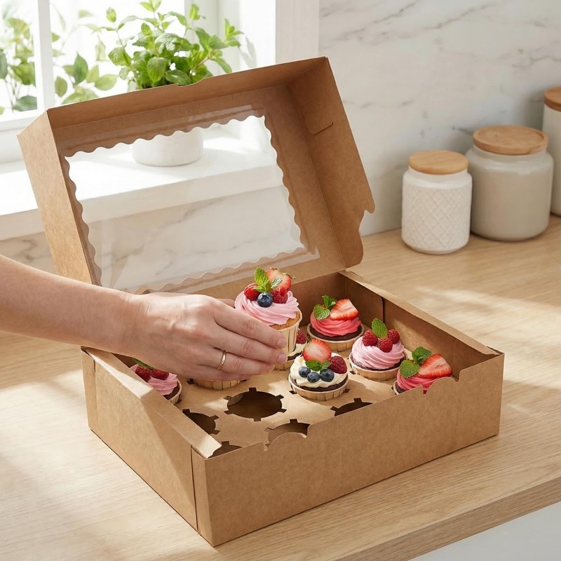 20 Pack Cupcake Boxes, 12 Counts Dozen Cupcake Containers with Window and Ins... gallery