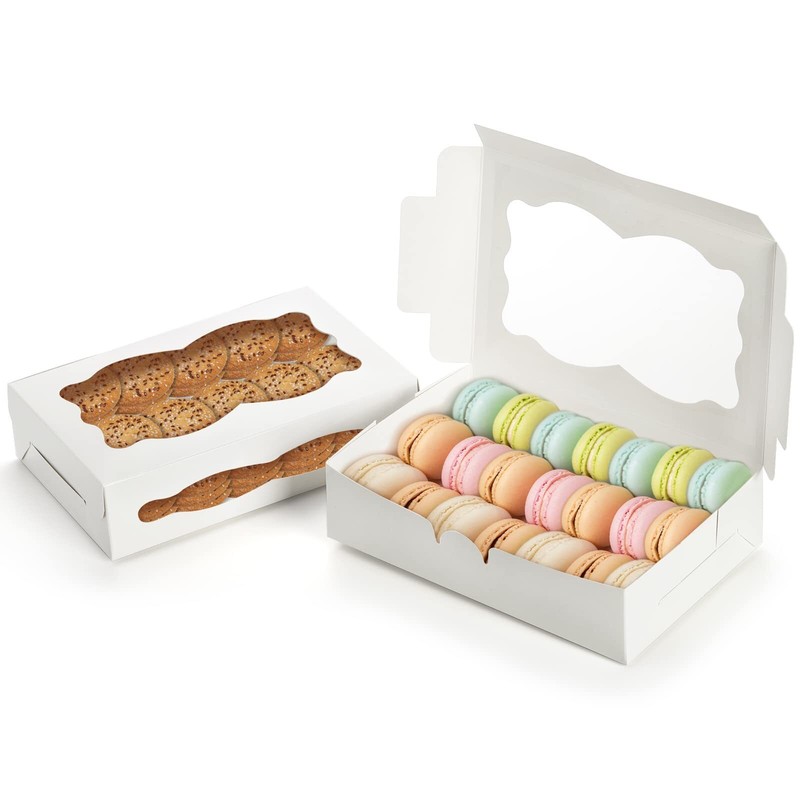 50 Pack Cookie Boxes Window 8x5.4x2" White Bakery Gift Treat Pastry Donut gallery