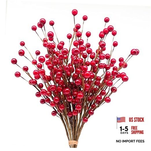 10 Pcs Artificial Holly Berries, Decor for Christmas Decoration Christmas Red