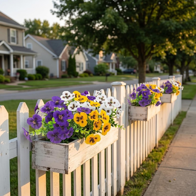 18 Pcs Artificial Fake Pansy Flowers Outdoor Realistic Silk Spring Flowers Home gallery